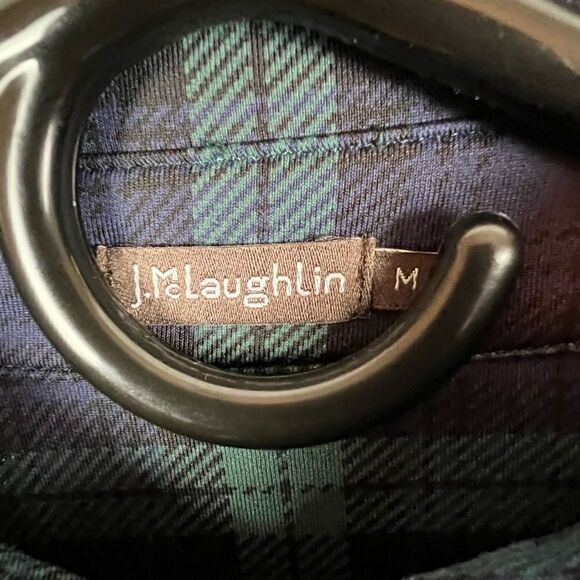 J. MCLAUGHLIN WOMENS BLOUSE GREEN BLUE CHECKERED SIZE M - Picture 4 of 11